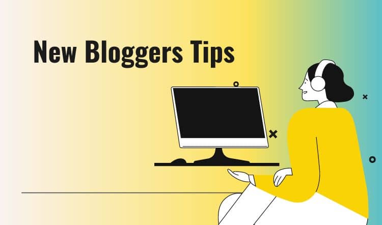 new bloggers tips- image of woman sitting at computer